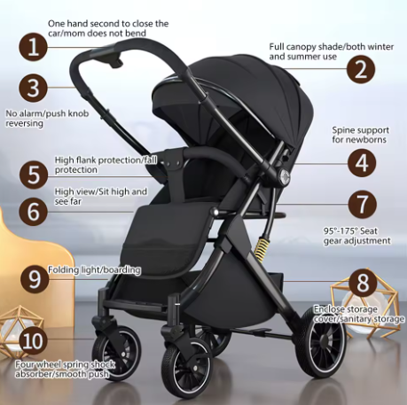 Poussette haute performance pour des promenades confortables et sécurisées